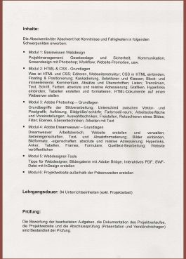 Inhalte Webdesign-Kurs